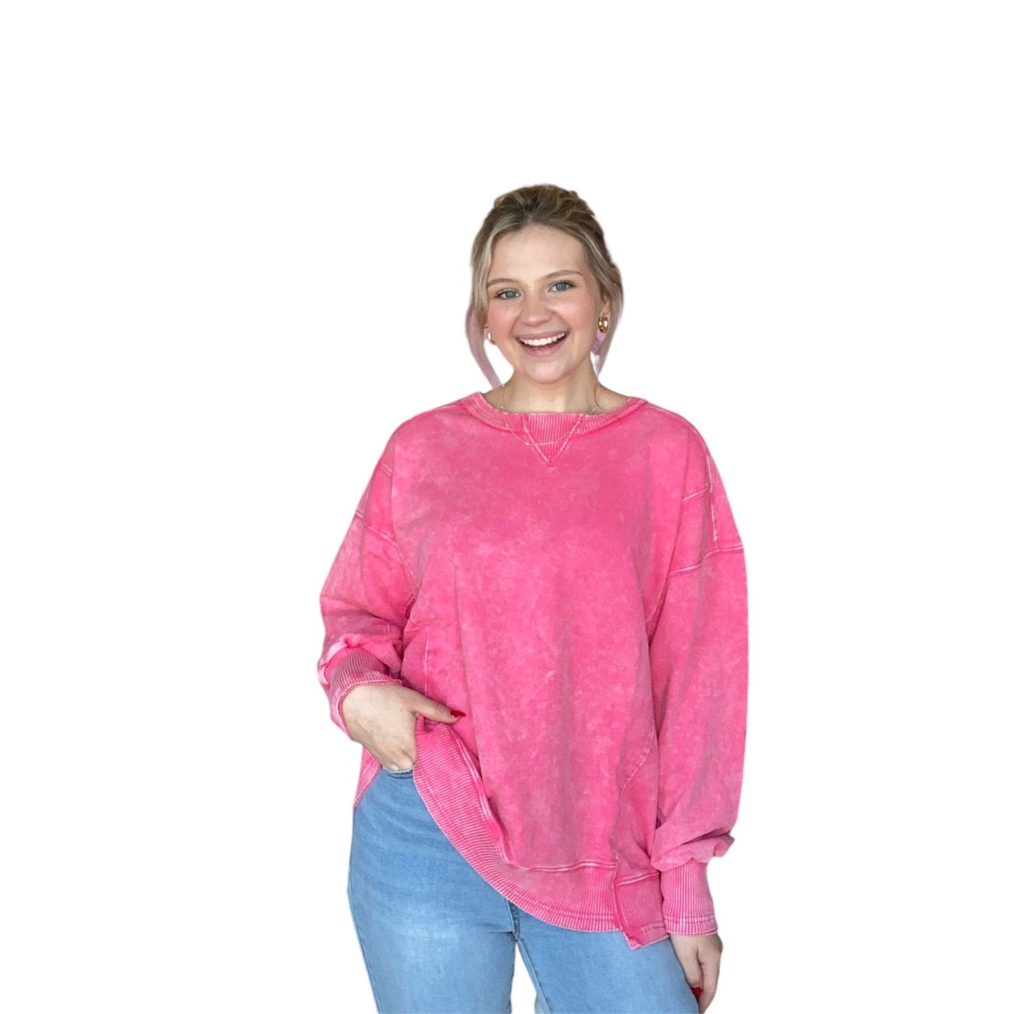 Exposed Seam Fuchsia Top