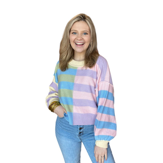 Pastel Color block Striped Sweater