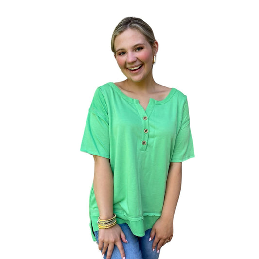 Lime Green Button Top