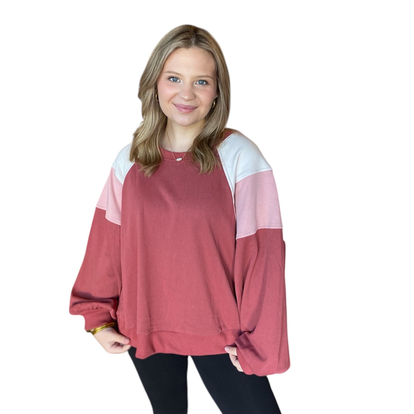 Pink Color Block Sweatshirt