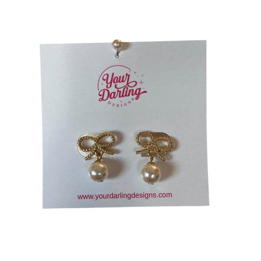 Bow Pearl Drop Earrings